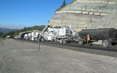 Coughlin Company performing Cold In-Place Recycling along a mountain pass.